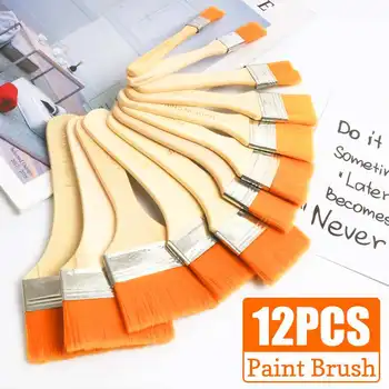 

12PCS/Pack Nylon Hair Paint Brushes Oil Watercolor Water Powder Propylene Different Size Painting Brush School Wall Art Supply