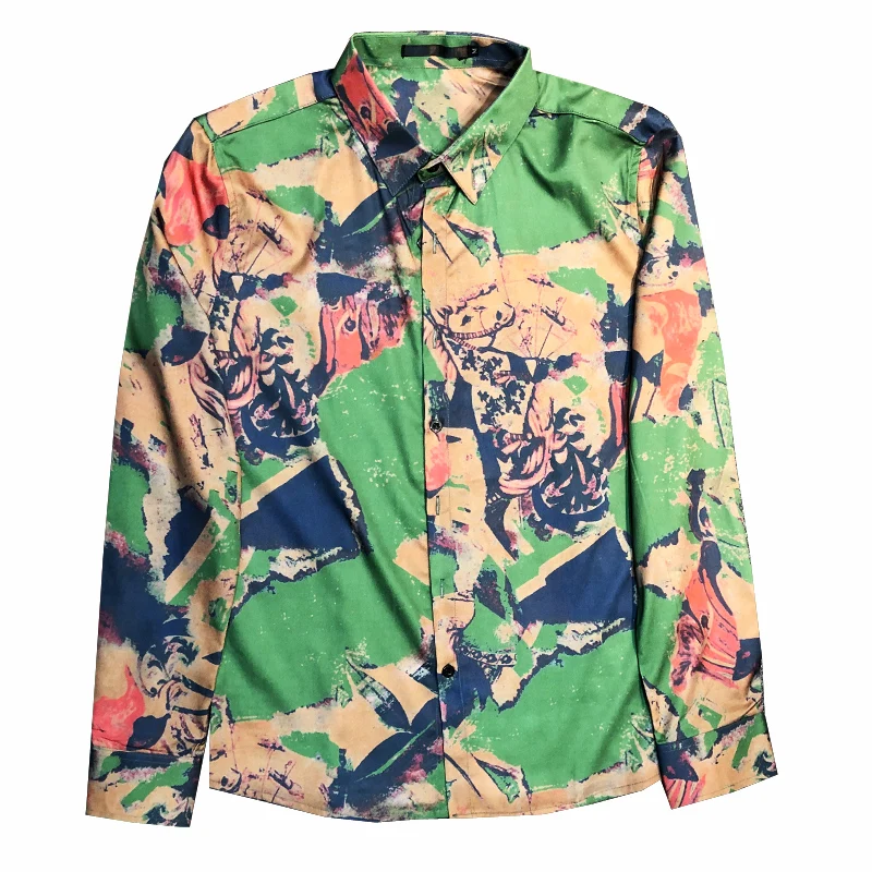 Мужская гавайская рубашка, приталенная,, Hombre Chemise Homme, рубашки, роскошная рубашка с длинным рукавом, Camisas Masculina, рубашки для мужчин
