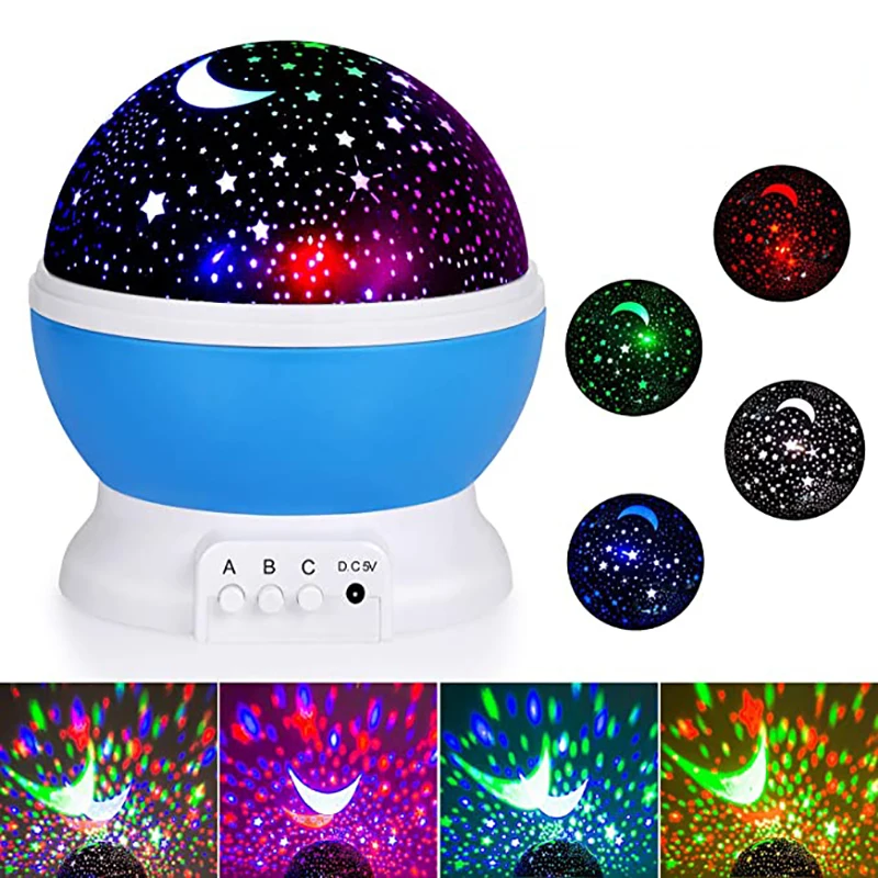 Starry Sky Rotating LED Night Light Kids Sleep Romantic Battery USB