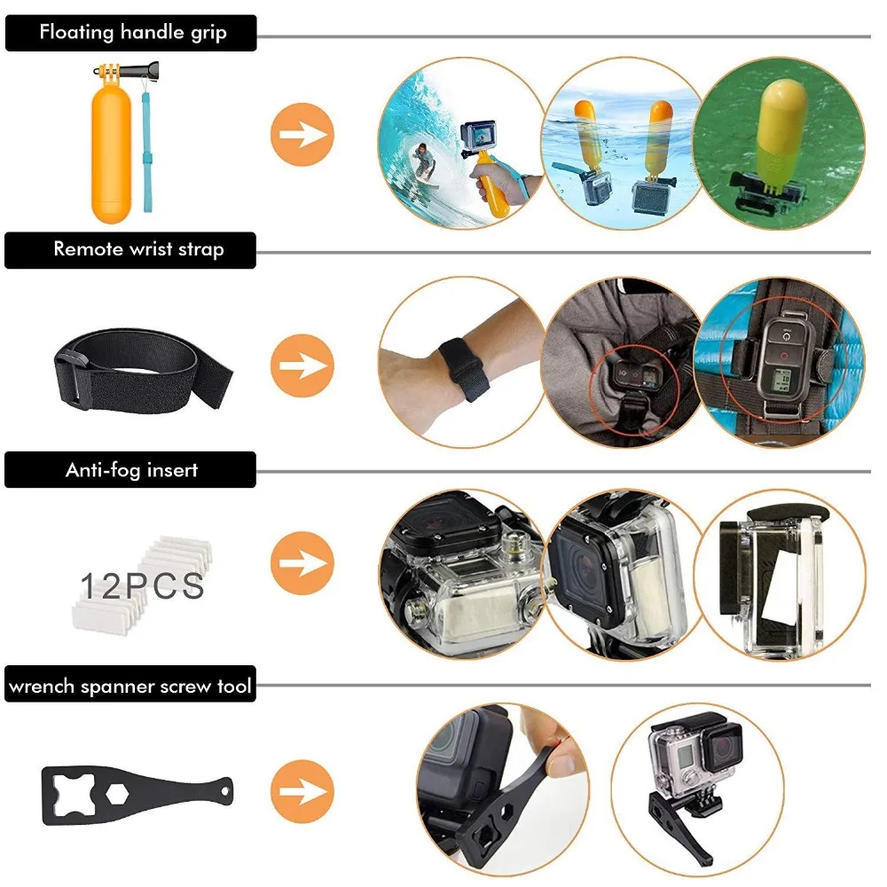 Набор аксессуаров для gopro Hero 7 6 5 Аксессуары для спортивной камеры, совместимые с маленькие муравьи SJ4000 для go pro Аксессуары