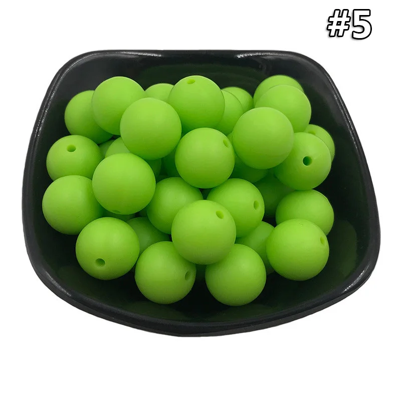 5PCS Beads 5 5 шт. круглые силиконовые бусы 19 мм Пищевой бисер для ожерелья Прорезыватели для зубов DIY Подвеска для детей ожерелье силикон Прорезыватель подарок - Цвет: 5PCS Beads 5