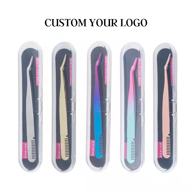 Customeyelashes Tweezers Comb Eyelash Extension Eyebrow Clip Fan Lash