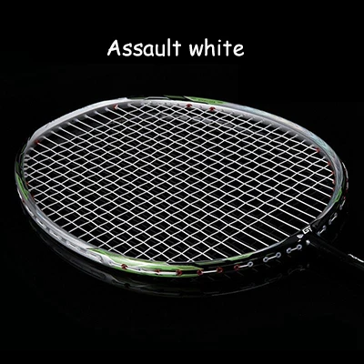 Assault white Ultralight 7U Carbon Fiber Badminton Racket Professional Carbon Raket Badminton String With Badminton Bag And Tennis Grip Raquet - Цвет: Assault white