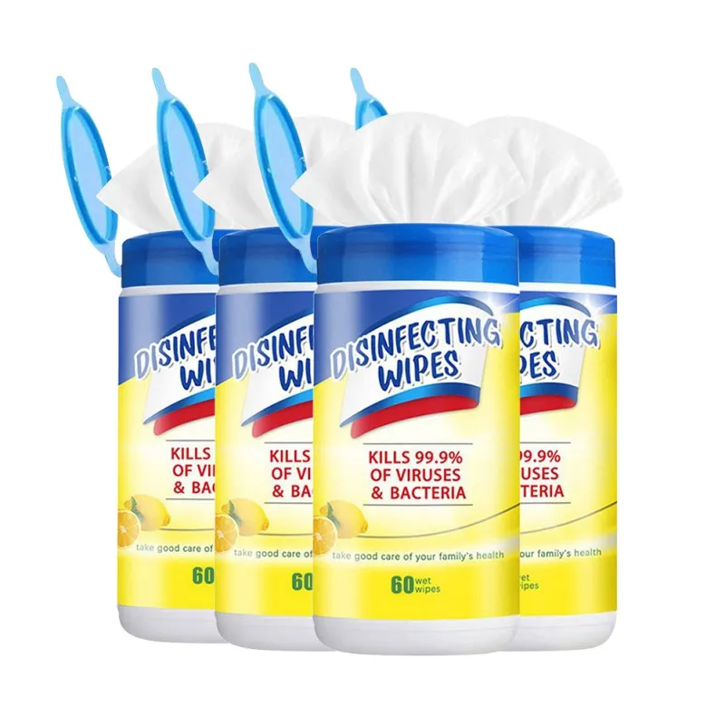 

Pre-Moistened Computer Screen Wipes 4 Buckets* 60Pcs Portable 75% Alcohol Wet Wipes Bucket Antiseptic Disposable Wet
