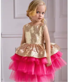 

Summer Baby Girl Dress Clothes Toddler Kids Ruffled Tutu Dresses Sundress Party sequin Layered Princess Dress 1-5T