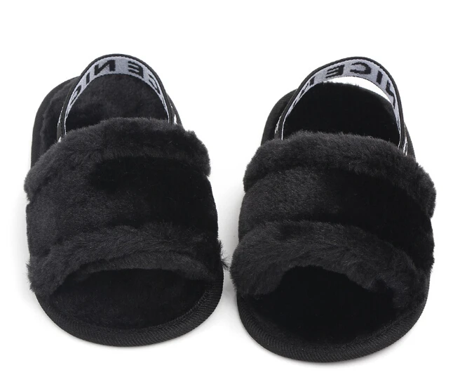 

Winter Warm Baby Slipper First Walkers Baby Girls Boys Fuzzy Soft Crib Shoes Letter Elastic Band Solid Crib Pram Prewalker