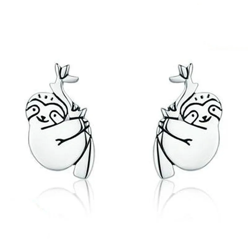 Посеребренные серьги для женщин милые ленивые серьги гвоздики девушки леди подарок ювелирные украшения