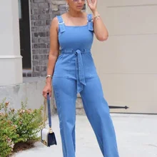 

Jumpsuits Jeans for Women 2022 Spring Spaghetti Strap High Wiasted Solid Fashion Elegant Denim Rompers & Jumpsuits New Arrivals