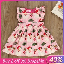 Детское платье принцессы без рукавов с рисунком для маленьких девочек; Рождественская Одежда для девочек; детская одежда; комплекты для девочек; одежда для малышей