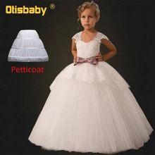 Рождественское детское вечернее платье; элегантное бальное платье для первого причастия; платье для выпускного бала с цветочным рисунком для девочек; кружевное фатиновое белое свадебное платье с открытой спиной