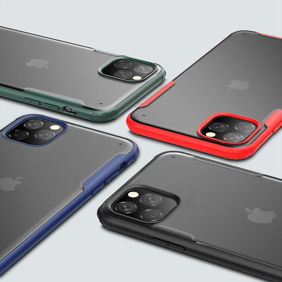 Чехол для iPhone 11 Pro Max 7 8 Plus X XR XS матовая прозрачная задняя крышка Мягкий силикон +