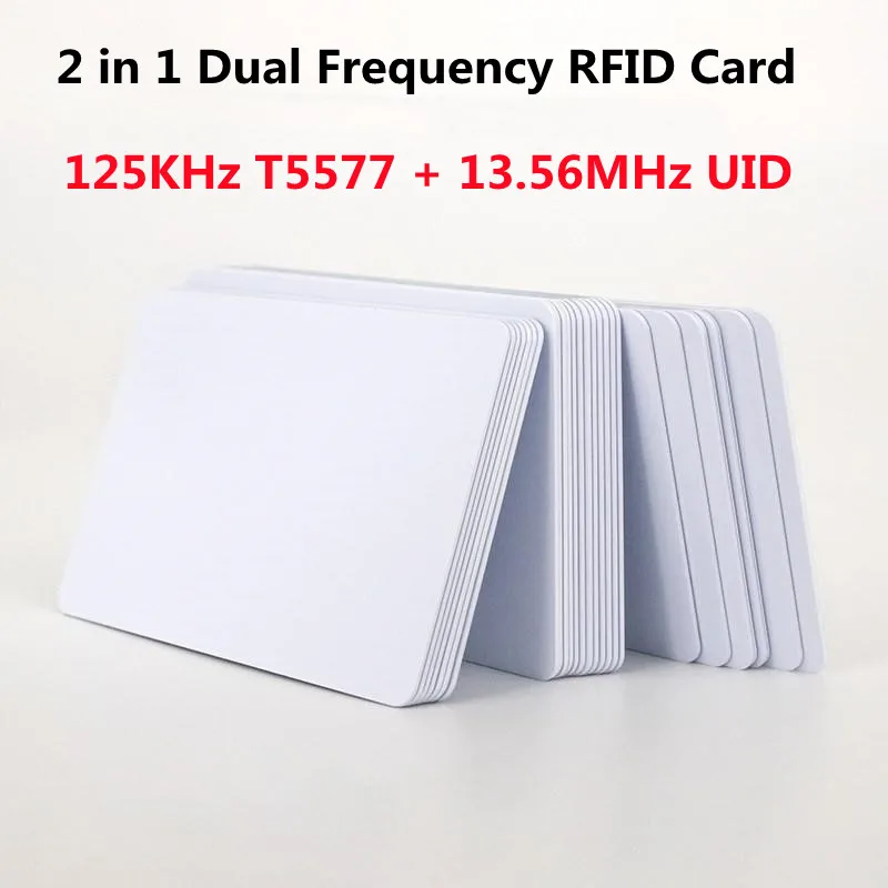 IC + ID UID 재기록 가능 복합 키 카드, 키팝 듀얼 칩 주파수 RFID 125kHz T5577 EM4305 + 13.56MHZ 변경 가능 
