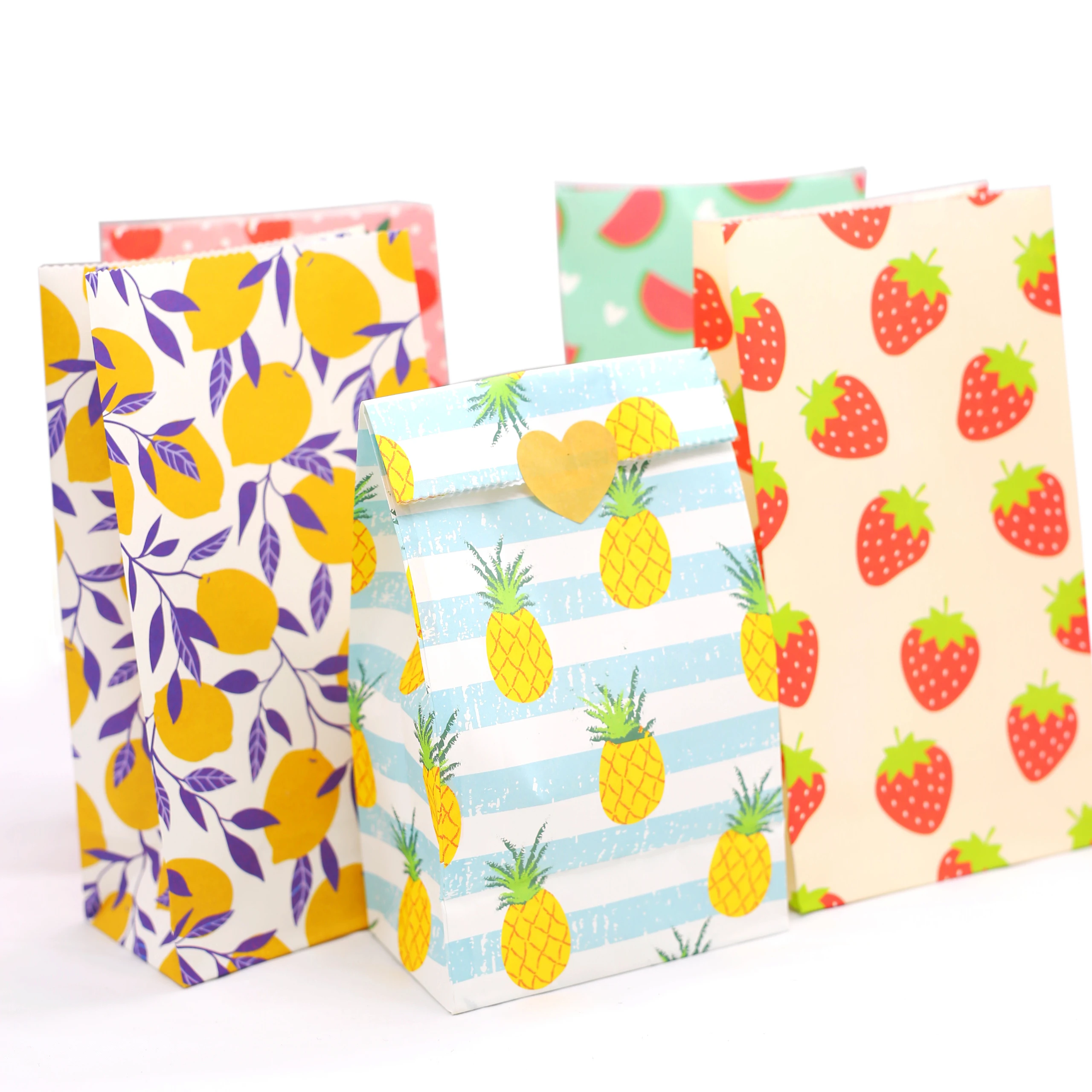 Fruits Kraft Paper Bags Candy Bag Treat Gift Packaging Open Top Home Wedding Christmas Craft 12pcs/lot | Дом и сад