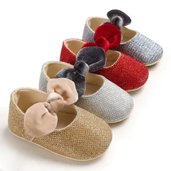 

2019 Spring Autumn New Baby Girls Shoes Casual Cotton Fabric Comfortable BowKnot Design Anti-Slip Soft Soled First Walkers Shoes