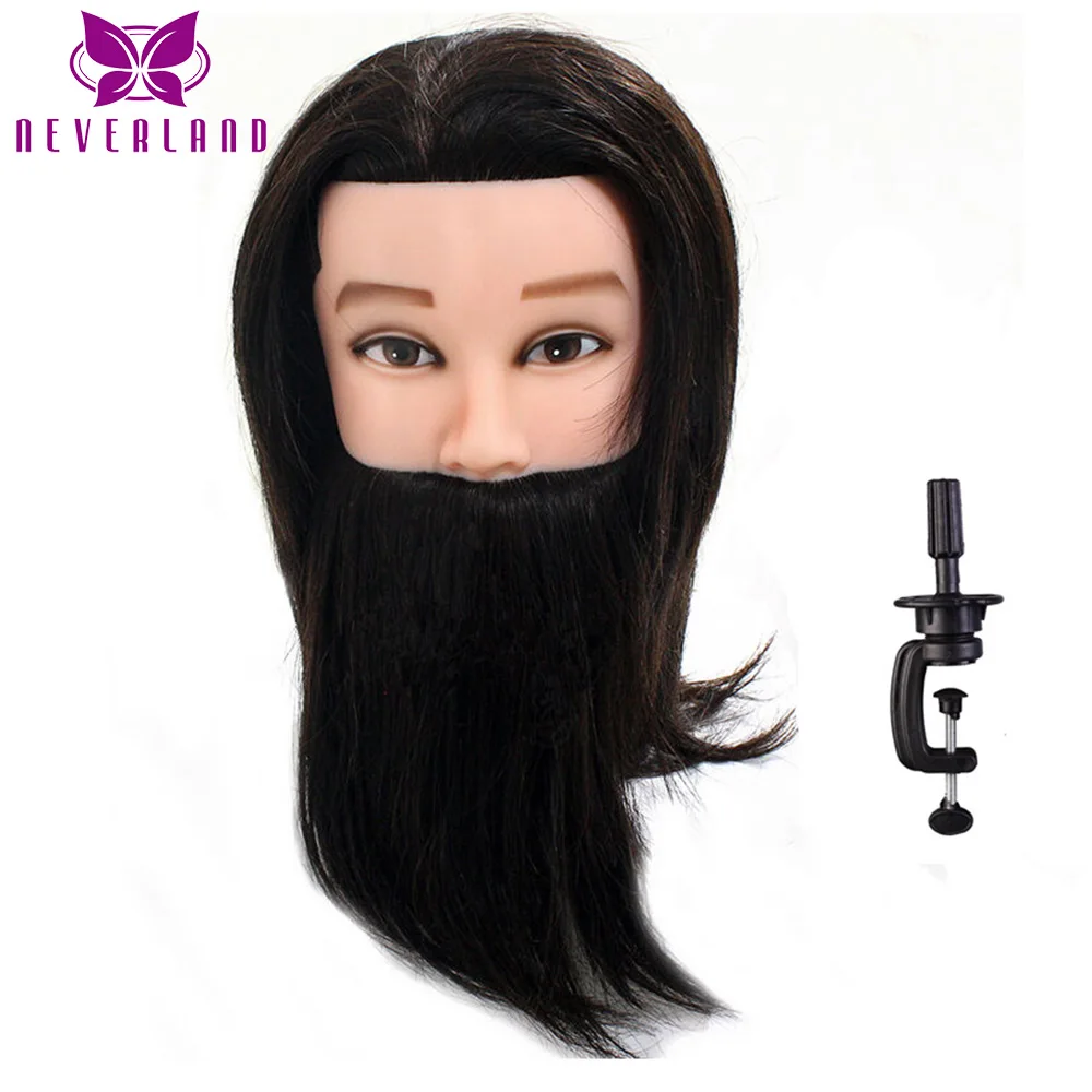 100% настоящие волосы для животных мужской манекен с бородой волос парикмахерские