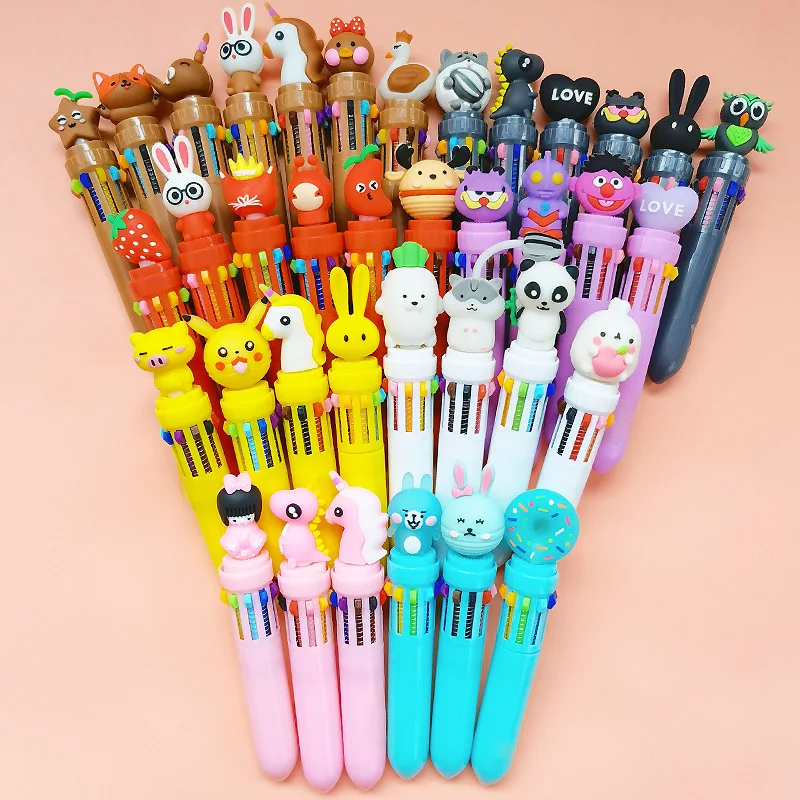 Multifunction Ballpoint Pens 0.5mm Colorful Refill Animal Cartoon Random 1pc Kawaii Cute School Office Supply