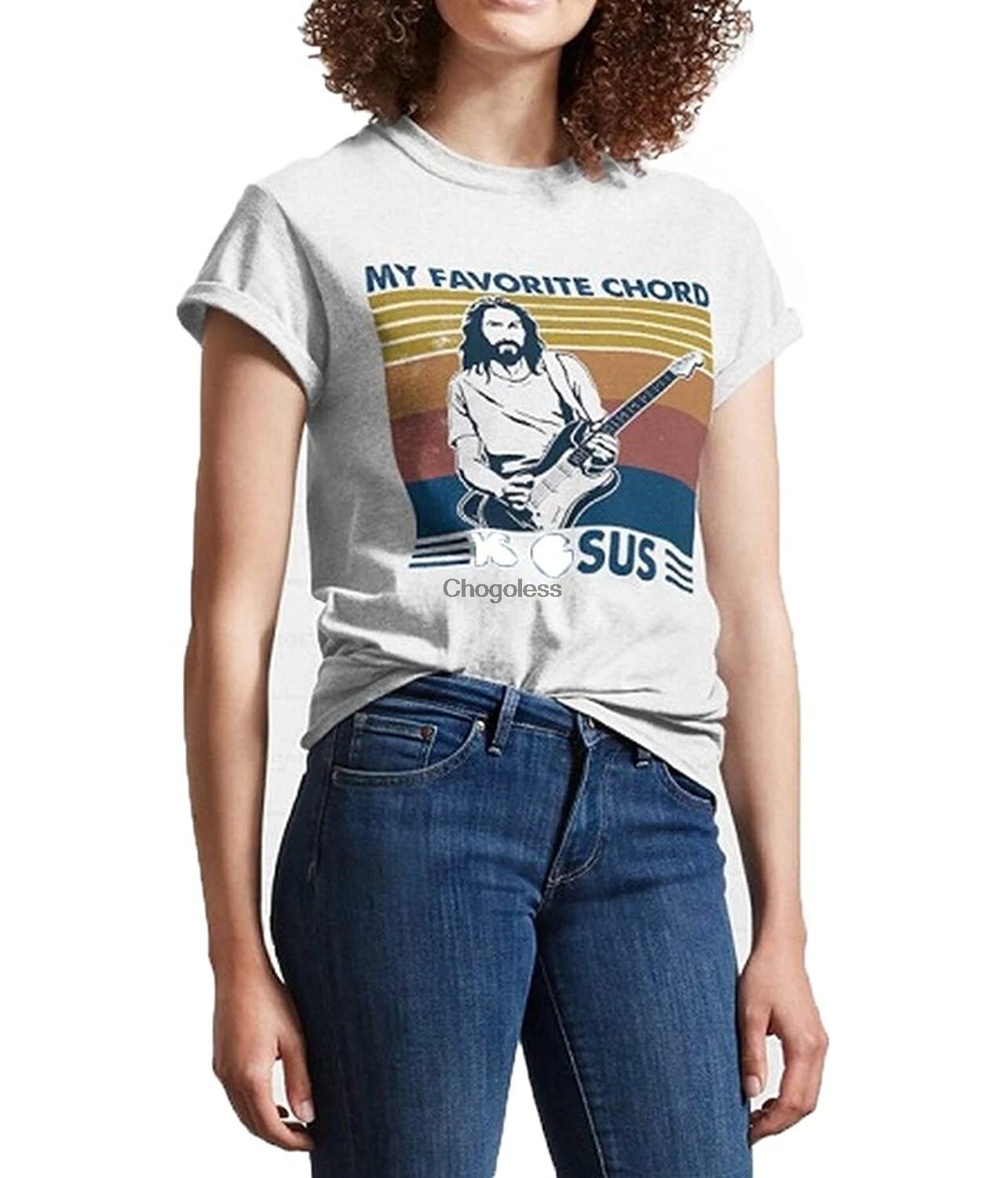 Guitar My Favorite Chord is Gsus Vintage Retro Classic TShirt Black |