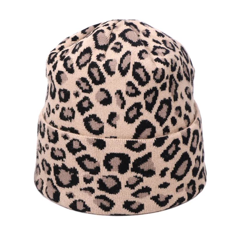 D Leopard Printed Beanie Hats Scarf Set With Real Fox Pompon For Women Winter Warm Thick Knitted Caps Fashion Lady Beanies 2 Piece - Color: D