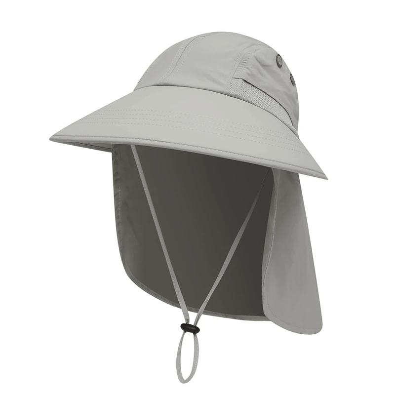 Солнцезащитная шляпа с широкими полями Защита от солнца быстросохнущие уличные рыболовные шапки с вырезами для хвостов с горлышком для прогулок, охоты и кемпинга - Цвет: QH