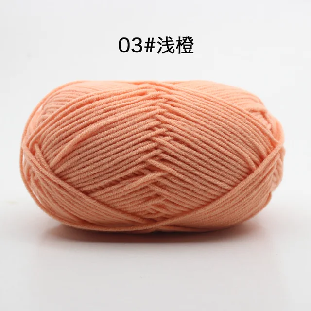 Hot Sale Multi Color Cotton Silk Knitting Yarn Soft Warm Baby Yarn for Hand Knitting thread Supplies 50g/lot No.03 Light Orange