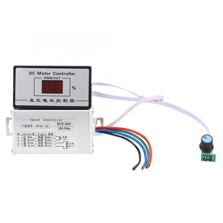 Цифровой дисплей DC9-60V PWM щетка контроллер скорости двигателя с плавно-изменяющейся скоростью регулятор 10A подходит для двигателя щетки постоянного тока