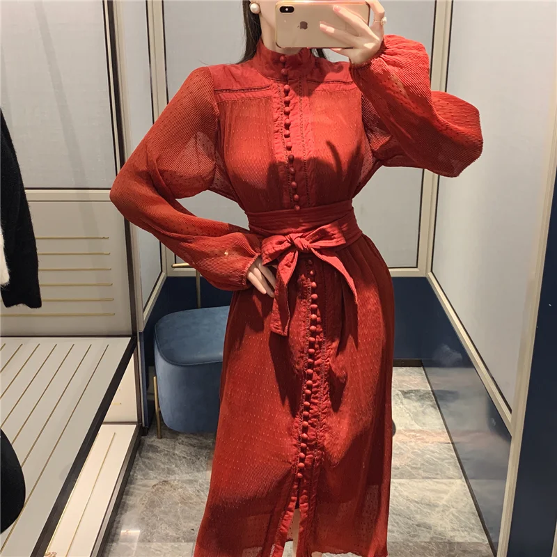 Весенние дизайнерские Ruched плиссированные прямые укороченные штаны Длина платье Однобортный легко отстегивающимися пуговицами вечерние платья с Sahes Повседневное работы Vestid