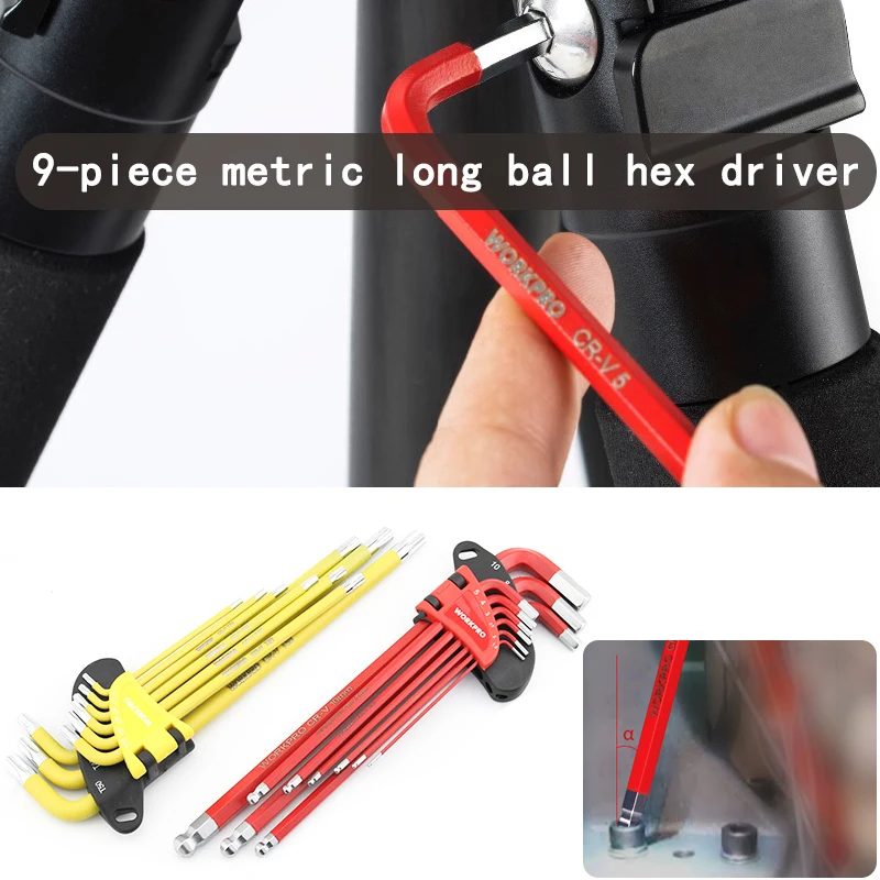 

New New 9PC Universal Hex Key Wrench Set Long Arm/short Arm Torx Key Set Metric SAE Ball Point Key Sets Hand Tool Parts Home DIY