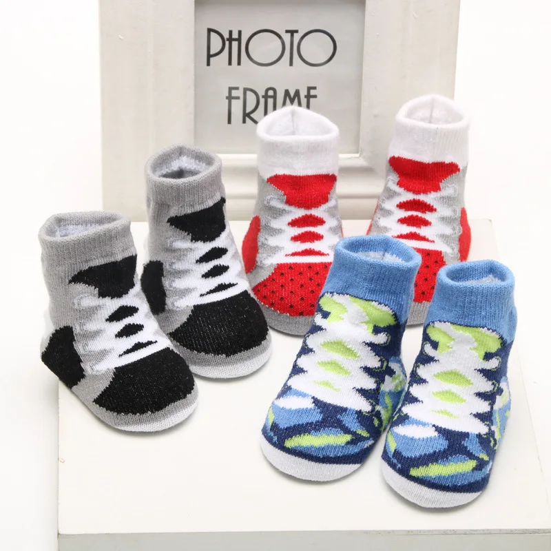 0-6 months Baby Socks Sports Style Fake Shoes Shape Full Moon Hundred Days Infant Baby Boys Girls Socks Children Socks (4)