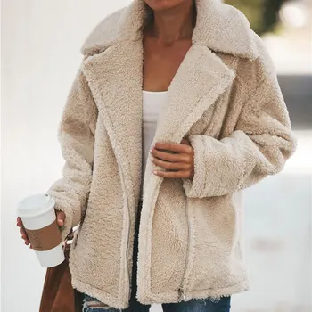 

Laamei Faux Fur Coat Women 2020 Autumn Winter Warm Soft Zipper Fur Jacket Female Plush Overcoat Pocket Casual Teddy Outwear