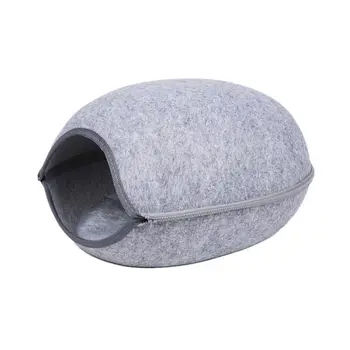 

Felt Cat Bed Cave Cat Kitten House With Cushion Zipper Design Fish Mouth Nest