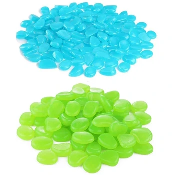 

Practical Luminous Garden Pebble, Gardening Luminous Luminous Stone Outdoor Decoration Fish Tank Gravel (Blue-Green) 300Pcs