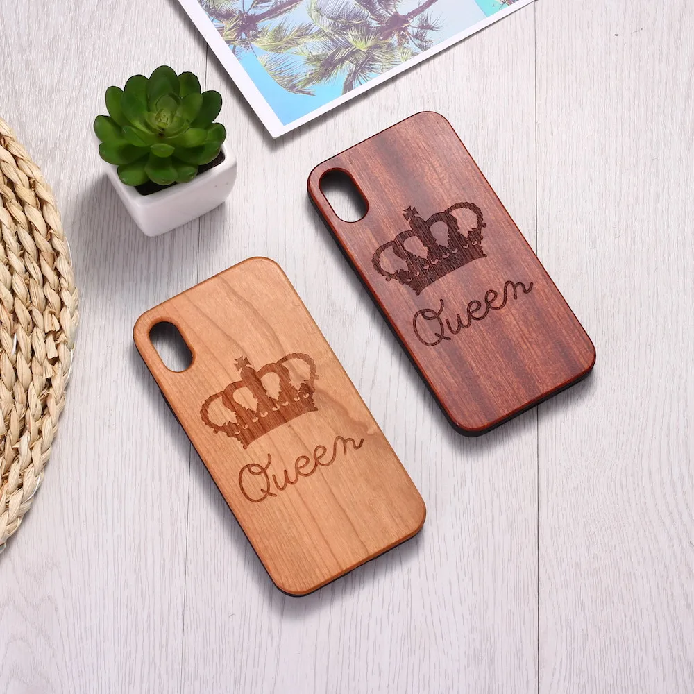 Чехол для телефона King Queen Crown Loyal Nature с гравировкой из дерева чехол iPhone 12 6S 6Plus 7 7Plus 8