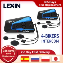 2 pçs lexin b4fm 4 vias bluetooth moto rcycle capacete interfone fones de ouvido, mãos-livres sem fio cascos intercomunicadores moto música