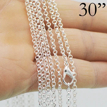 

100 pcs- 30 inch Silver Plated Rolo Chain Necklace, 30 Inch Rolo Necklace Chain, 30 Inch Silver Plated Necklace, 30'' Rolo Chain