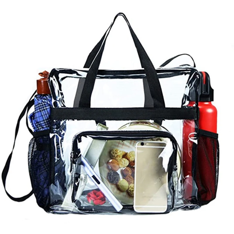 Portable Transparent Shoulder Crossbody Bag Tote Satchel Handbag For Women Clear Tote Bag Summer Beach Bag clear pvc nylon shoulder bag women 2021 design luxury handbag jelly small square bag female transparent crossbody messenger bags