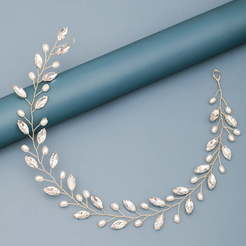Pearl Rhinestone Flower Headband Wedding Hair Accessories for Women Bridal Headband Hair Jewelry Light Gold Wedding Accessories jewelry accessories jewelry set hair accessory bridal headwear