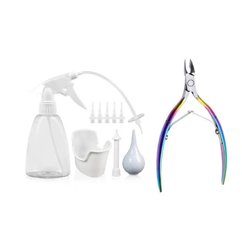 

Rainbow Color Nail Cuticle Nipper Dead Nail Art Tool with 300 Ml Ear Wash Earwax Removal Tool Kit