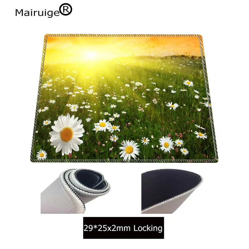 Daisy Flower Large Lock Edge mouse pad Anti-slip Natural Rubber PC Computer Gaming mousepad Desk Ma