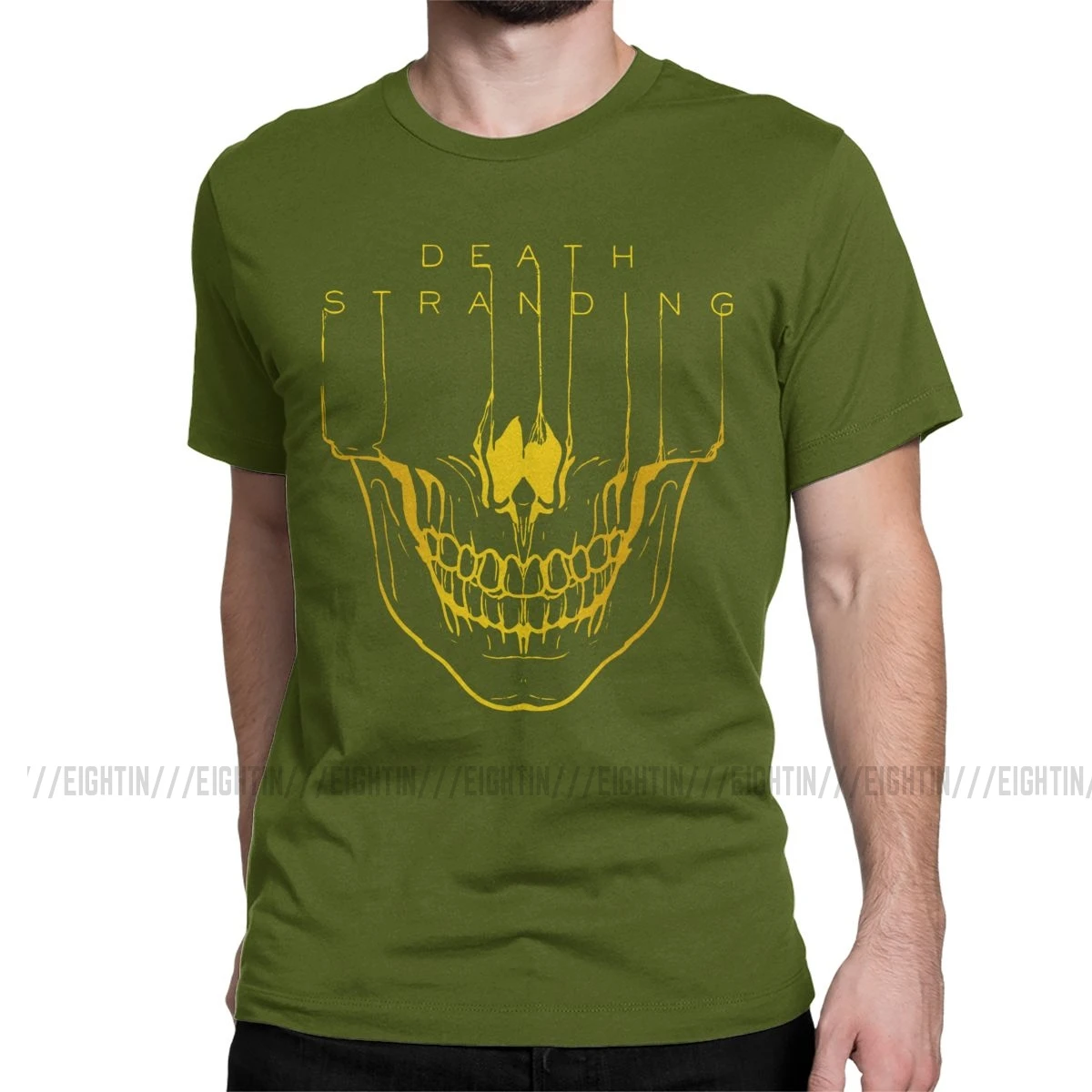 Мужская футболка с надписью "Death Stranding", Кодзима Хидео, металлическая шестерня, одноцветная футболка с коротким рукавом из хлопка с изображением игры "Reedus Norman Game Mgs", 4XL, 5XL, футболка - Цвет: Армейский зеленый