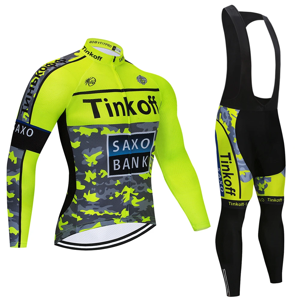 Cycling set Tinkoff, комплект из Джерси с длинным рукавом для велоспорта, Летний Дышащий комбинезон, ropa ciclismo, одежда для велоспорта, MTB велосипеда, мужская одежда - Цвет: Cycling set