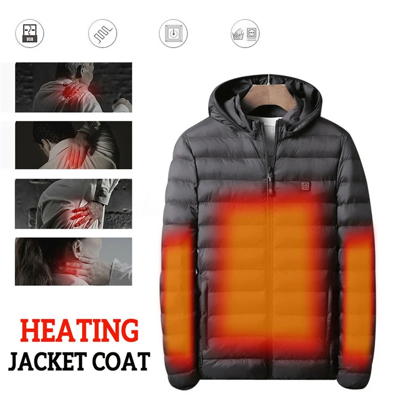 Unisex warm jacket winter plus velvet USB rechargeable heating jacket jacket hooded heating vest winter warm homme hiver 30N21 (11)