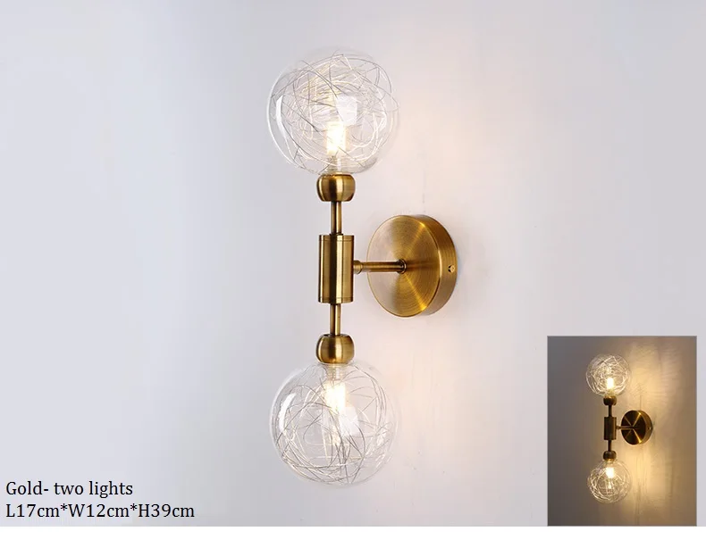 LukLoy Nordic Modern Wall Lamp For Living Room LED Glass Ball Light Globe Wall Sconce Light Fixtures Restaurant Aisle Light