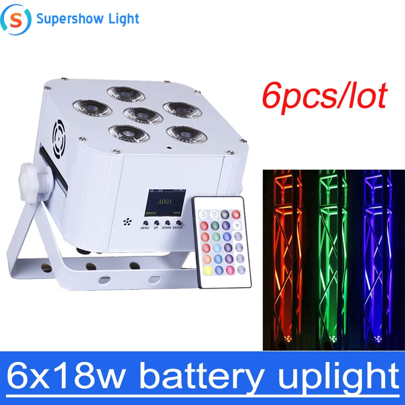 Беспроводной светодиодный светильник Par Wash Uplighting 6X18W RGBWA 6 в 1 DMX DJ Disco Свадьба uplights |