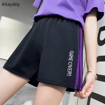 

Shorts Women Summer Female Korean Simple Patchwork Casual Womens Letters Outwear Loose Elastic High Waist Trendy Chic Ladies