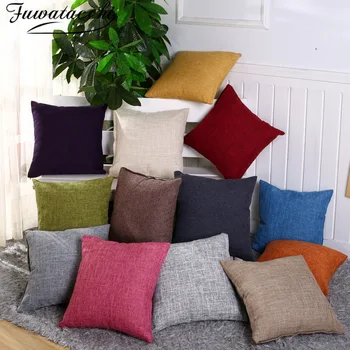 

Fuwatacchi Solid Cushion Covers Linen Throw Pillows Covers Square for Home Sofa Bed Decorative Pillowcase Funda Cojin 40/45cm
