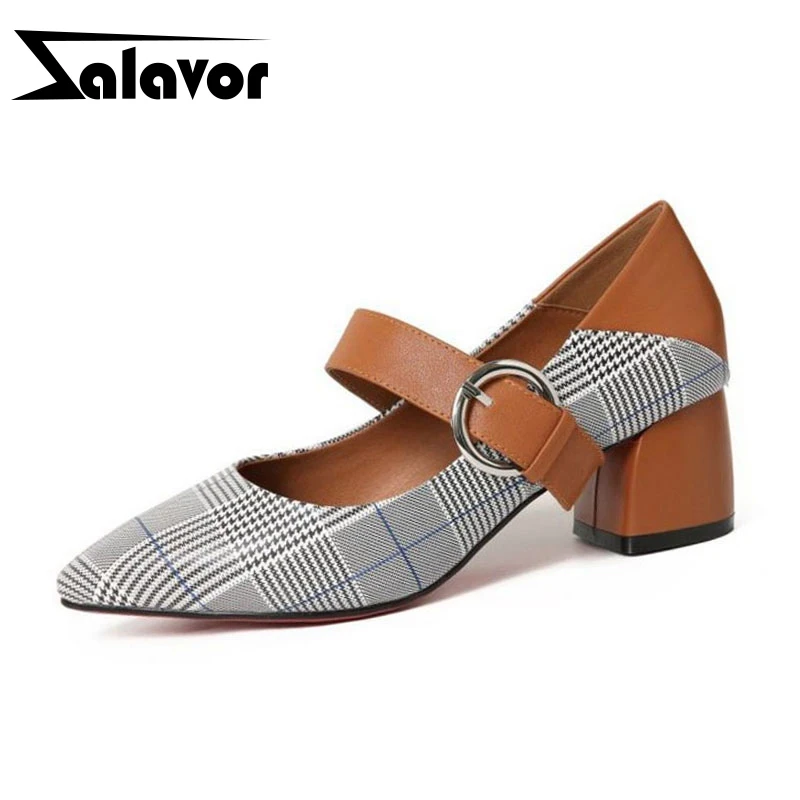 ZALAVOR/женские туфли из натуральной кожи на высоком каблуке в британском стиле