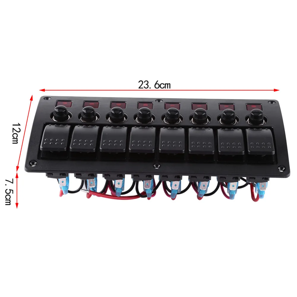 8 Gang 12 V-24 V светодиодный кулисный переключатель Панель& PCB плата защиты от перегрузки для авто морской лодки RV