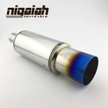 

Inlet: 51/63mm inlet Universal 304 Stainless Steel Burned Blue Silencer exhaust pipe car muffler