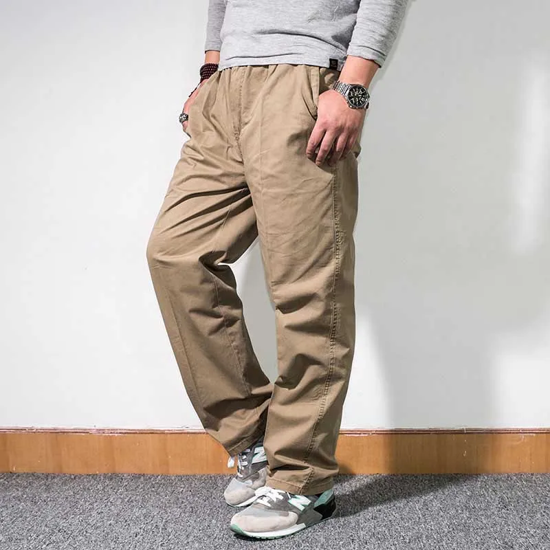2226 Thin Khaki Tide модные мужские брюки-карго Свободные мешковатые брюки с эластичным поясом с боковой молнией и карманами повседневные брюки размера плюс для бега весна осень лето - Цвет: 2226 Thin Khaki