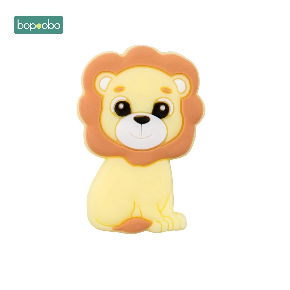 Candy yellow Lion Bopoobo 10 шт., для пищевых продуктов силиконовые мини бусины в форме льва Детские трофеи Bpa бесплатно Детская жевательная для прорезывания зубов для DIY ожерелье грызуны бусины - Цвет: Candy yellow Lion